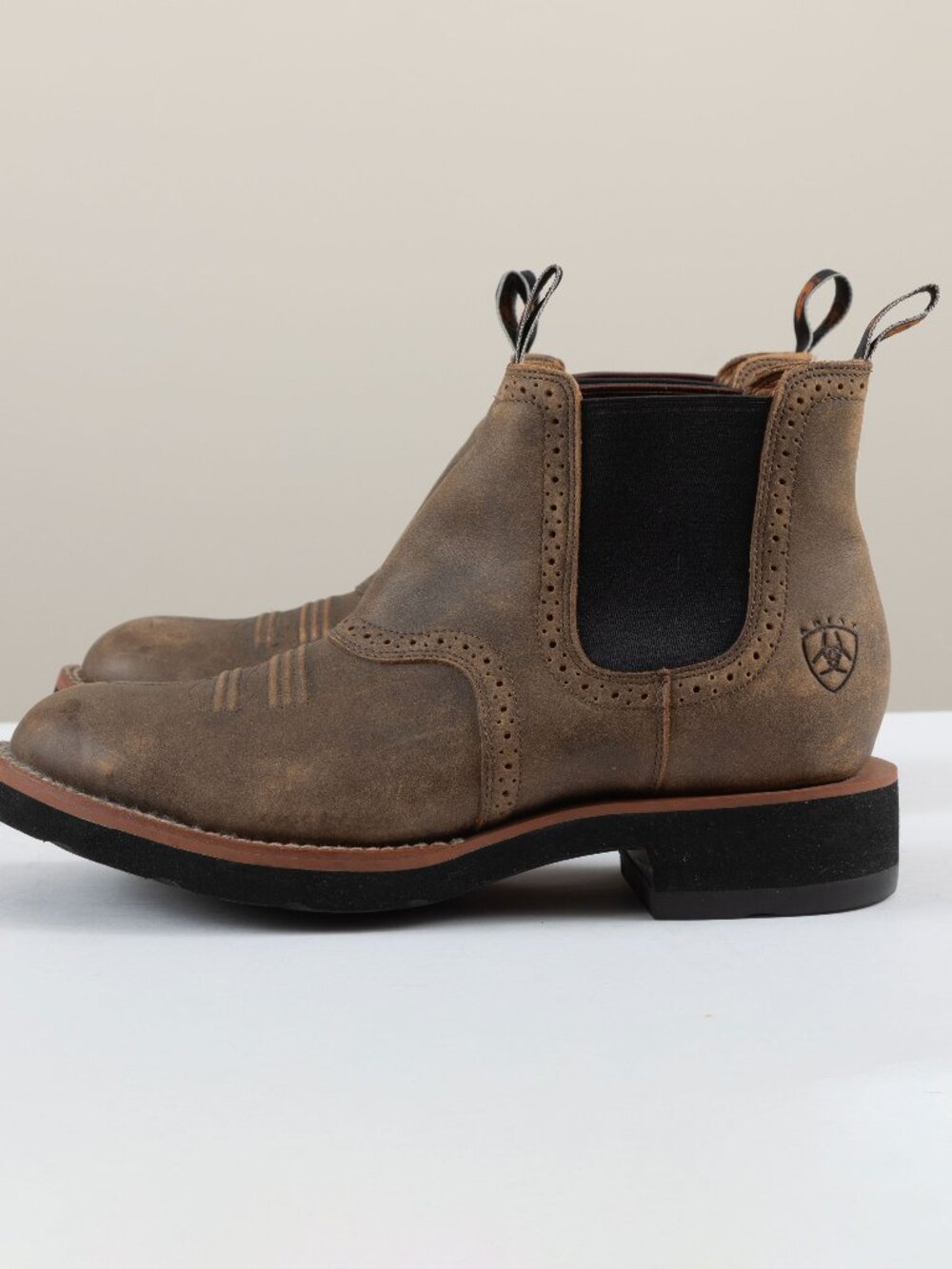 Ariat Mens 7 D Brown Leather Wingtip Brogue Romeo Chelsea Ankle Boots 39429